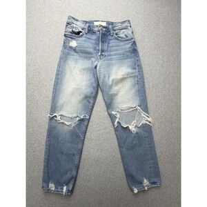 Mother Superior Jeans Womens 28 High Rise Distressed Relaxed Straight Blue Denim